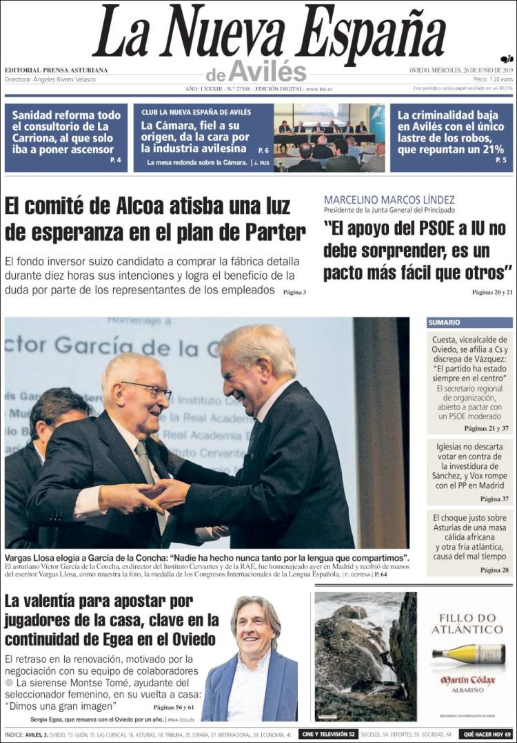 Portada de La Nueva España - Avilés (Espa&ntilde;a)