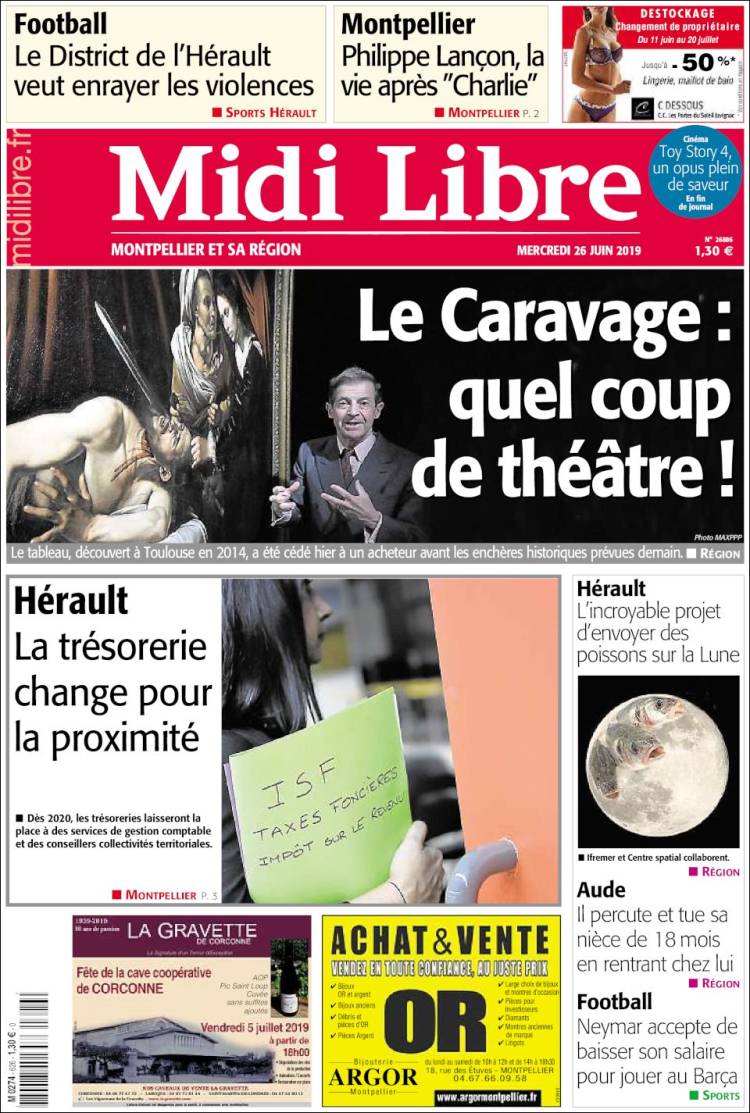 Portada de Midi Libre (Francia)