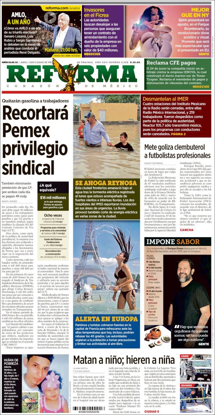 Portada de Reforma (M&eacute;xico)