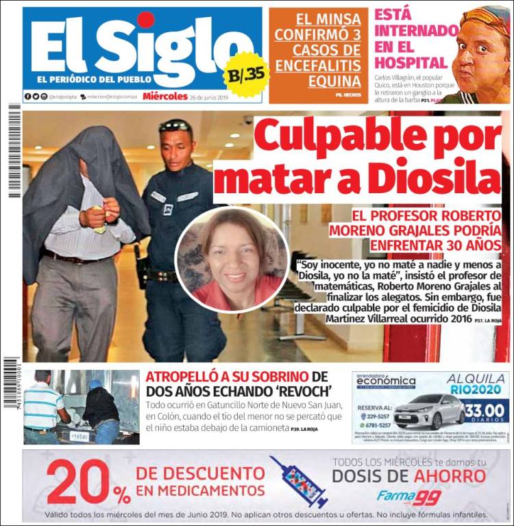 Portada de El Siglo (Panam&aacute;)