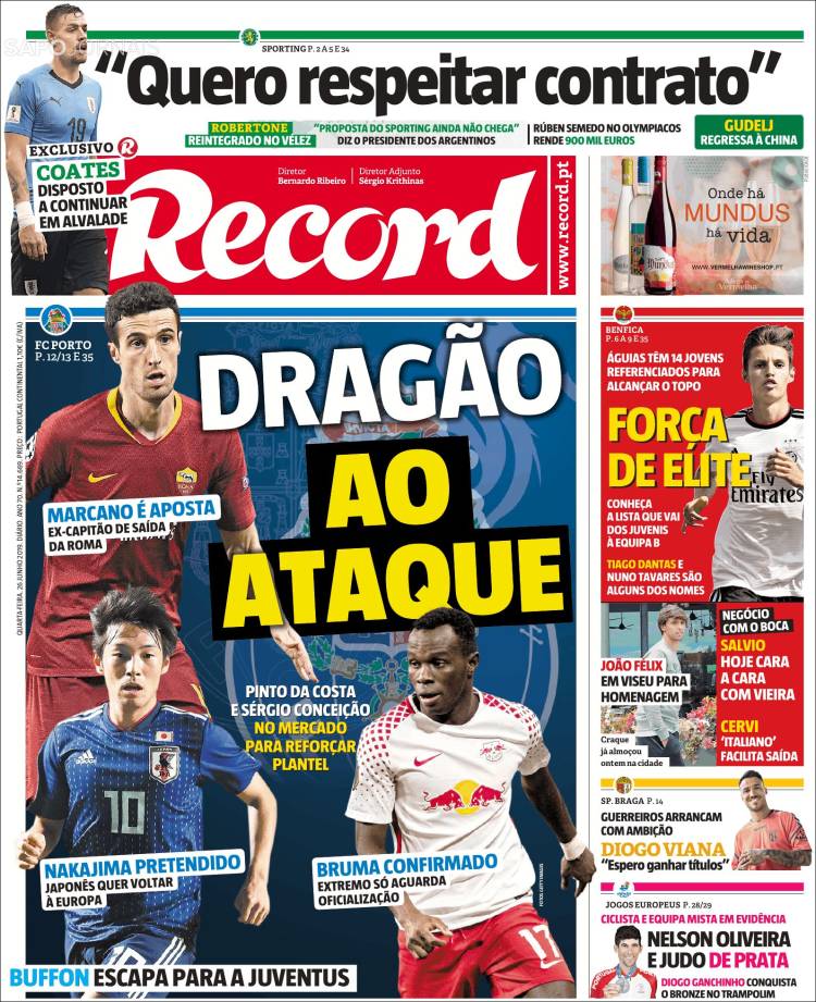 Portada de Record (Portugal)