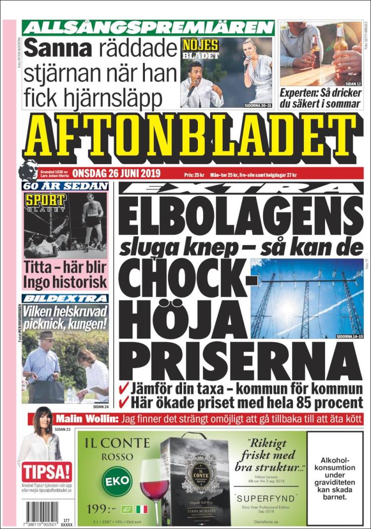Portada de Aftonbladet (Suecia)