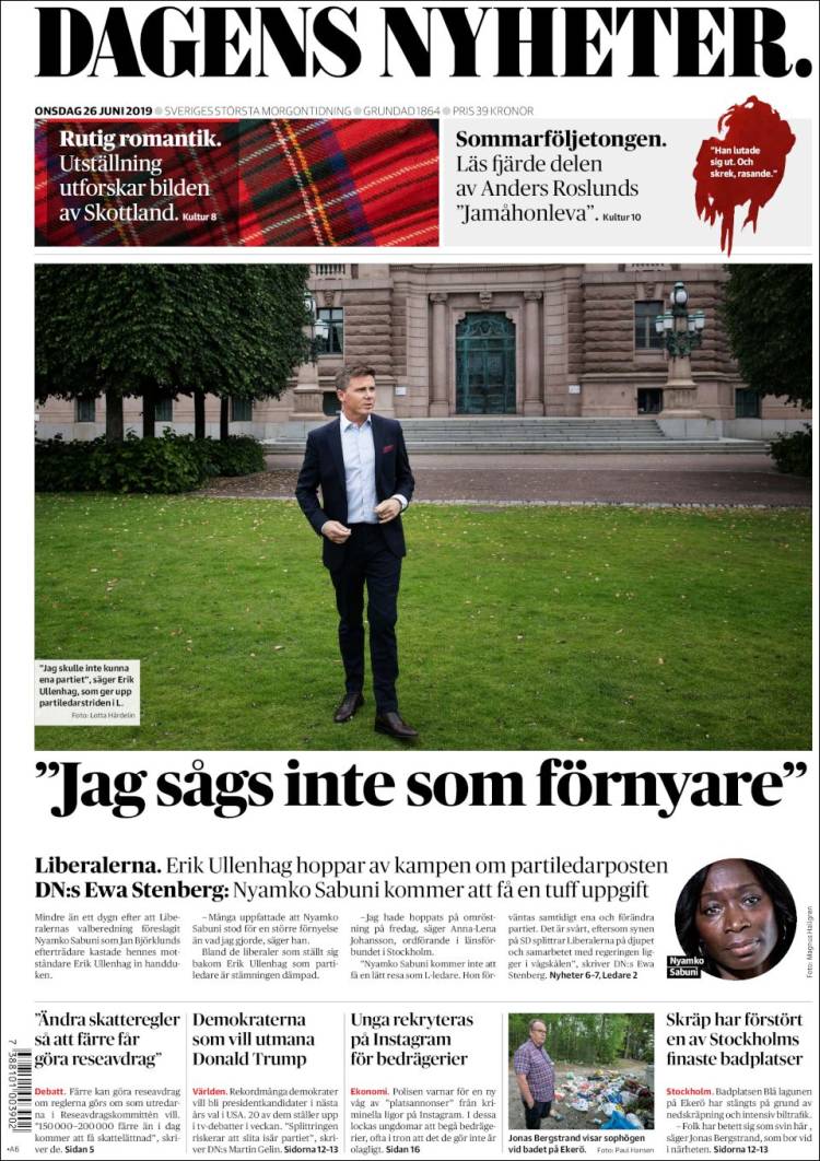 Portada de Dagens Nyheter (Suecia)
