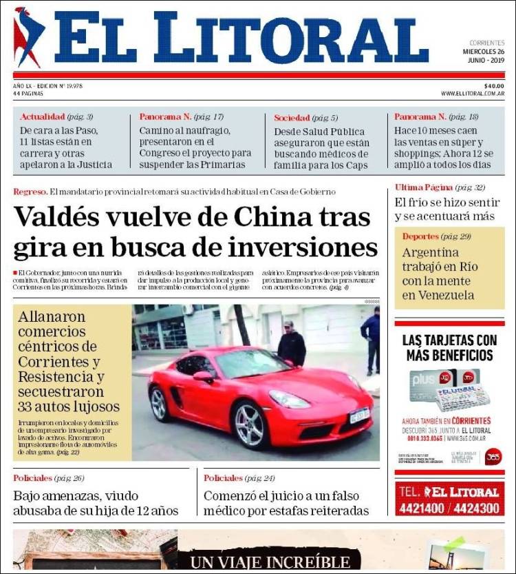 Portada de El Litoral Corrientes (Argentine)