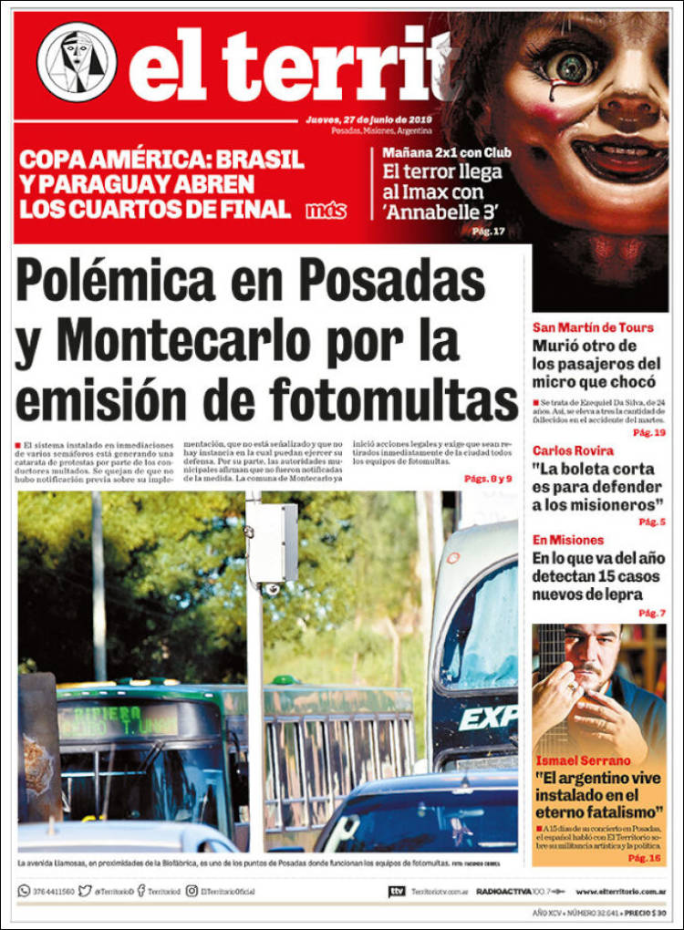 Portada de El Territorio (Argentine)