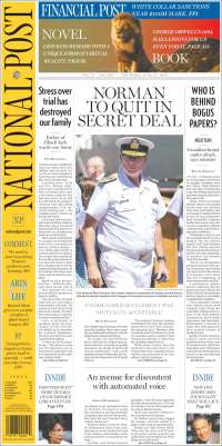 Portada de The National Post (Canada)