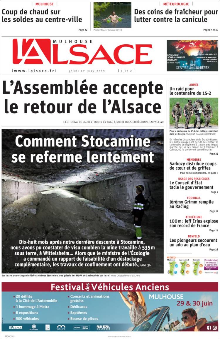 Portada de Journal L'Alsace (France)