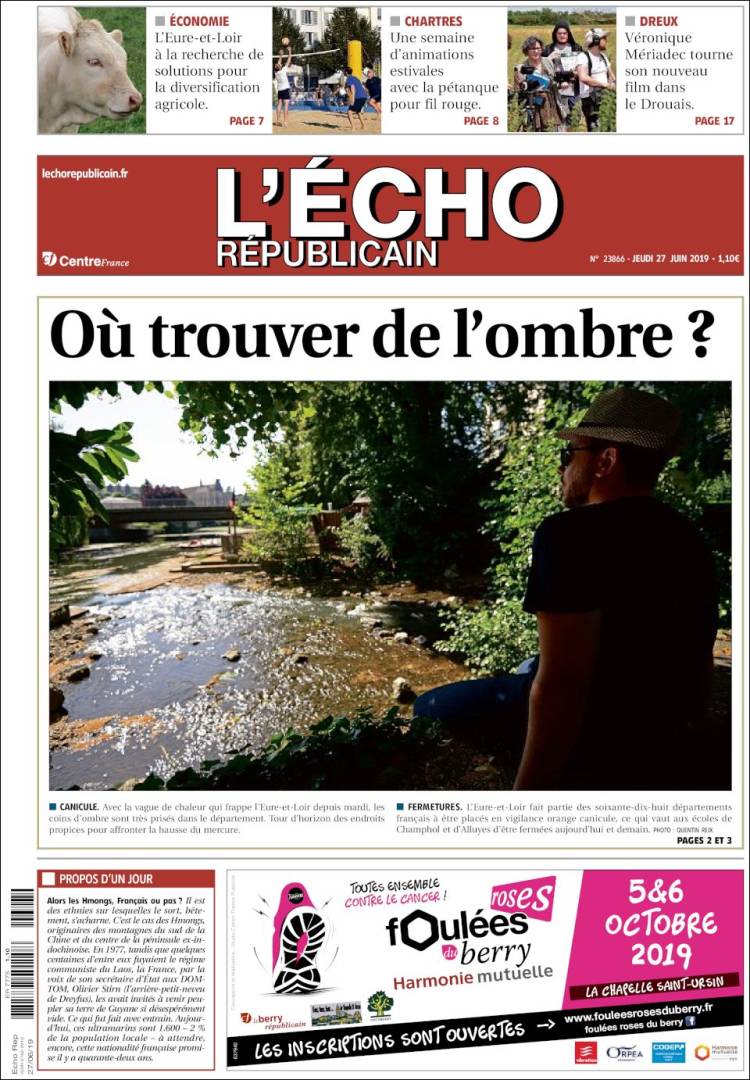 Portada de L'Echo Républicain (Francia)