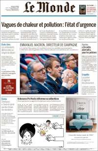 Portada de Le Monde (Francia)