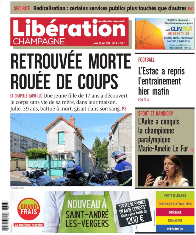 Portada de Libération Champagne (Francia)