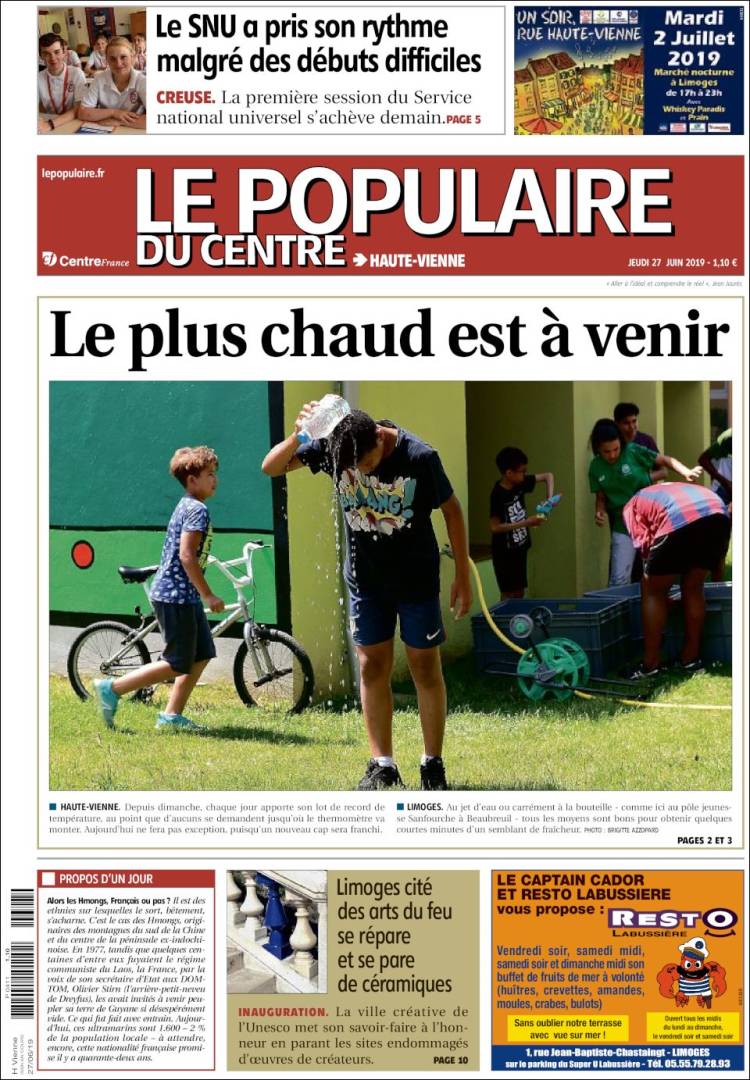 Portada de Le Populaire du Centre (France)