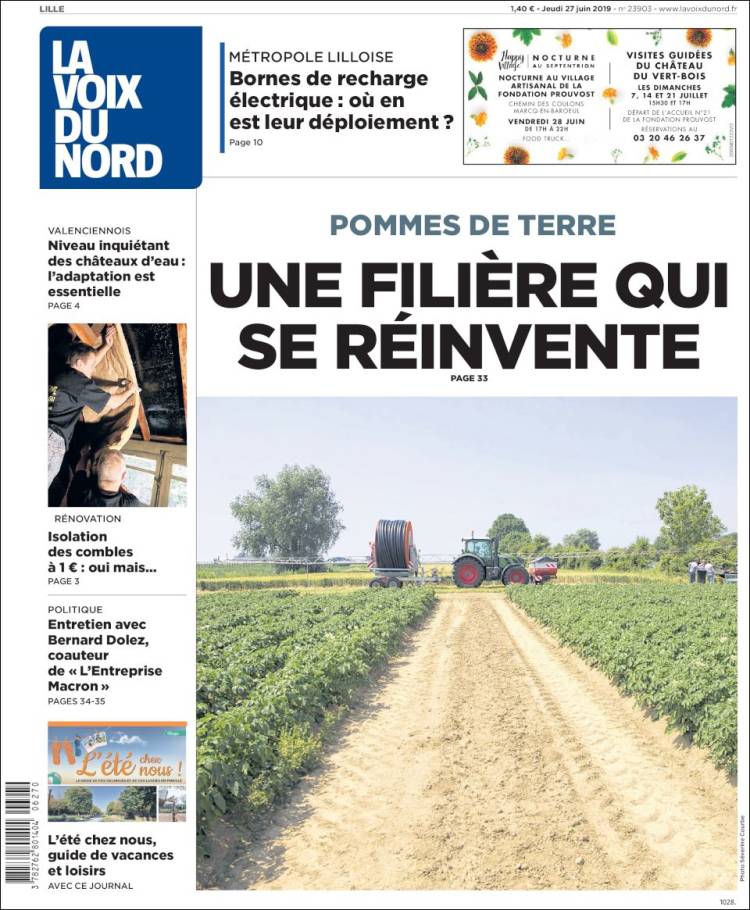 Portada de La Voix du Nord (Francia)