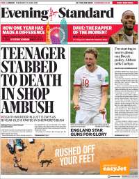 Portada de Evening Standard (Reino Unido)