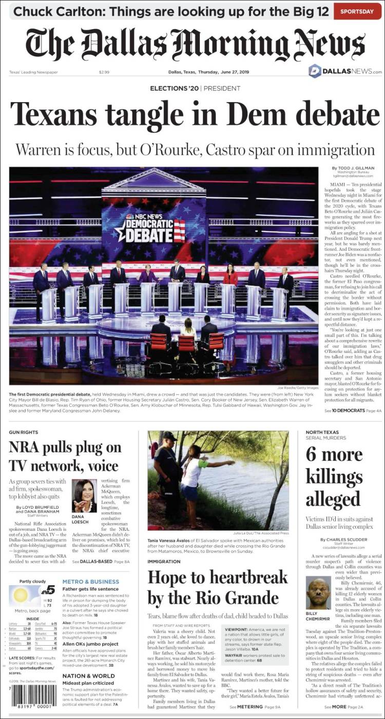 Portada de Dallas Morning News (USA)