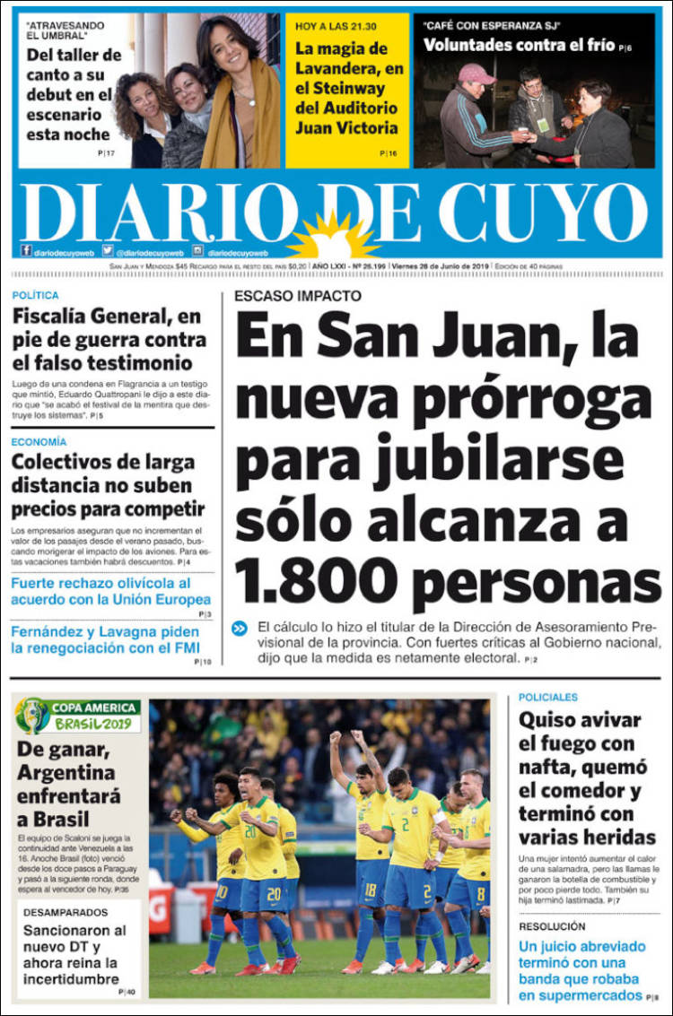 Portada de Diario de Cuyo (Argentine)