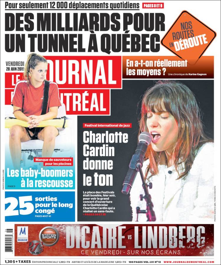 Portada de Le Journal de Montréal (Canada)