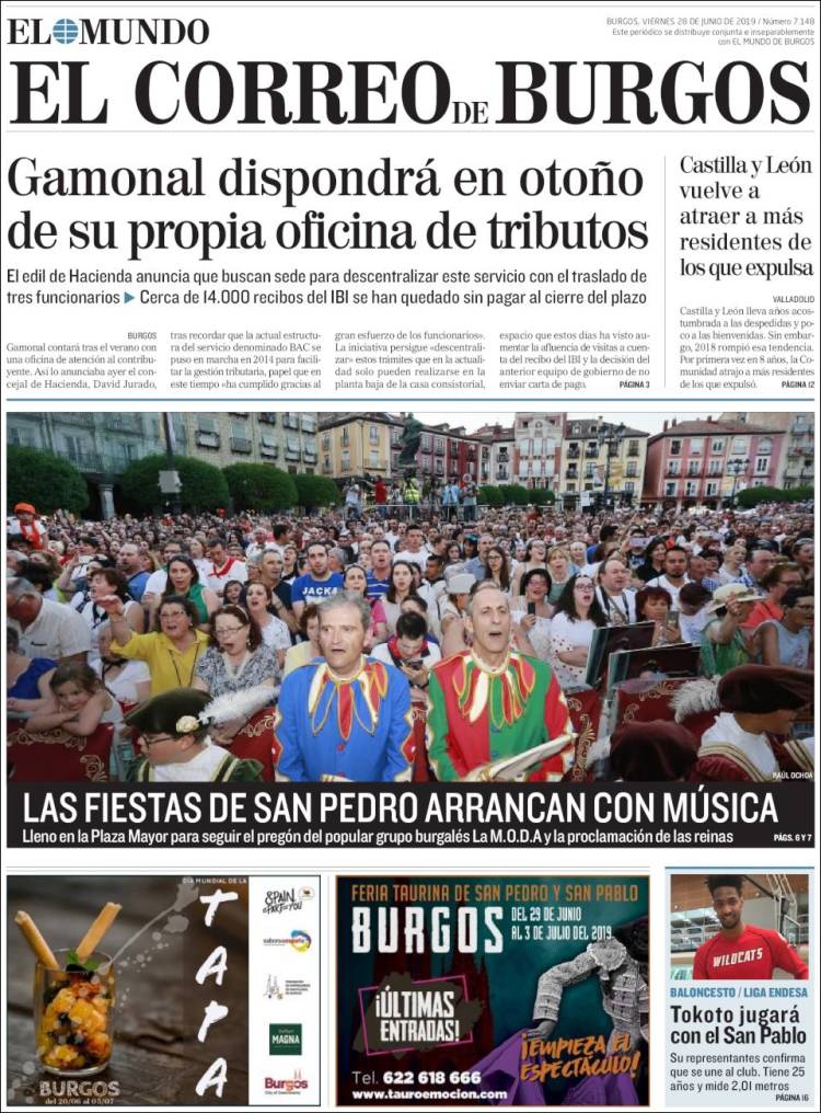 Portada de El Correo de Burgos (España)