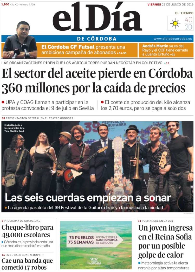 Portada de El Día de Córdoba (Espagne)