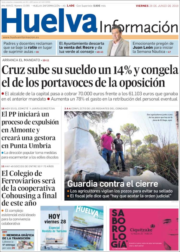 Portada de Huelva Información (España)