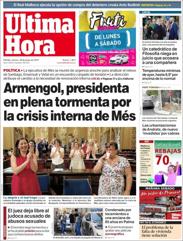 Portada de Última Hora (Espagne)