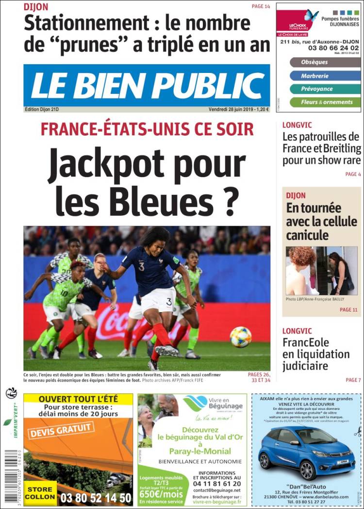 Portada de Le Bien Public (Francia)