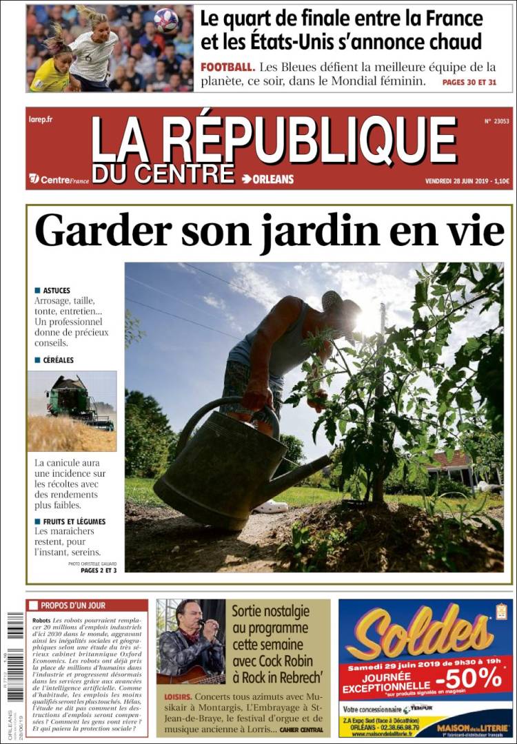 Portada de La République du Centre (Francia)