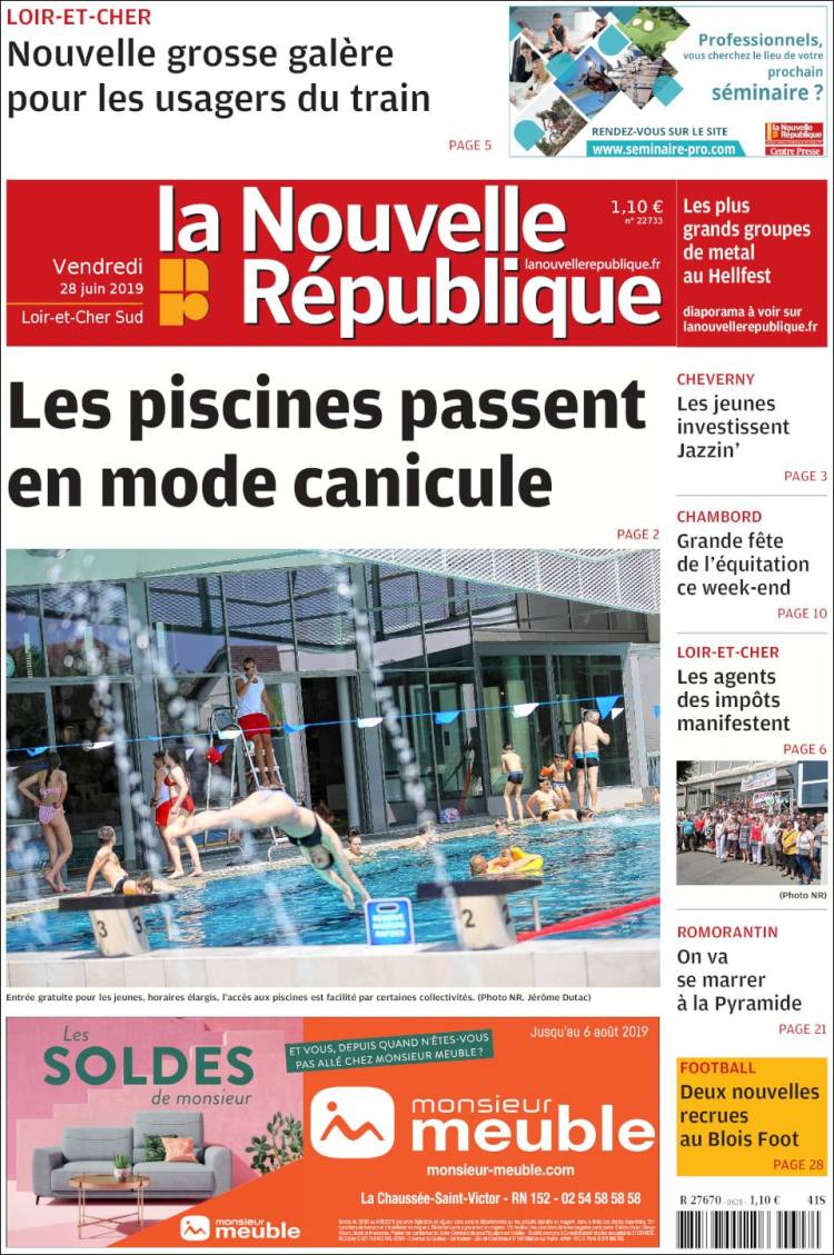 Portada de La Nouvelle Republique (France)