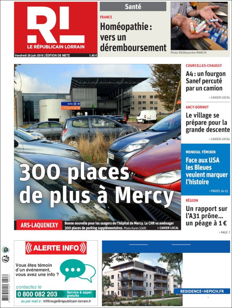 Portada de Le Republicain Lorrain (France)