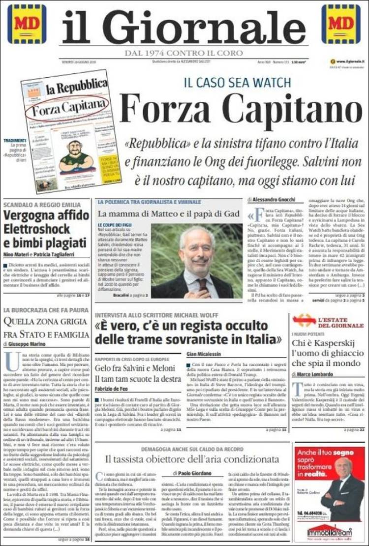 Portada de il Giornale (Italia)