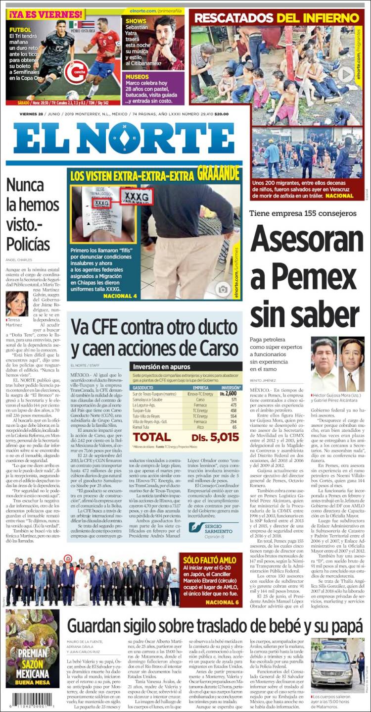 Portada de El Norte (Mexique)