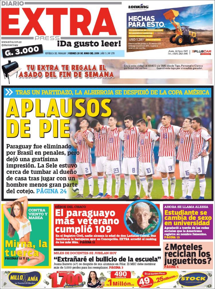 Portada de Diario Extra (Paraguay)