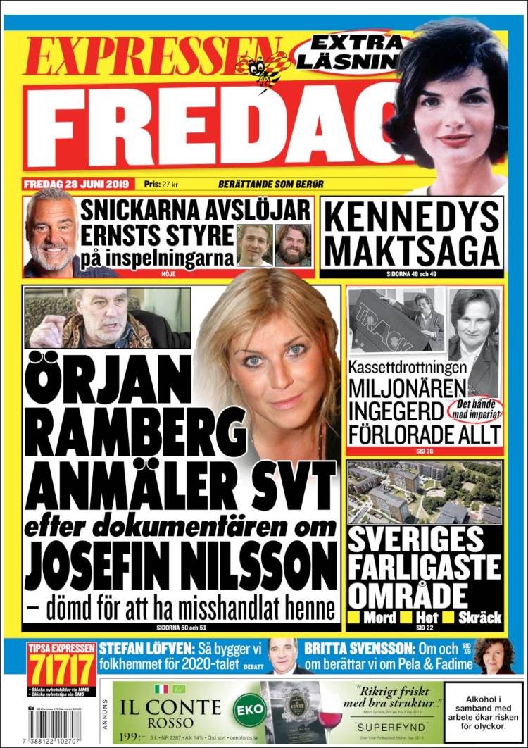 Portada de Expressen (Su&egrave;de)