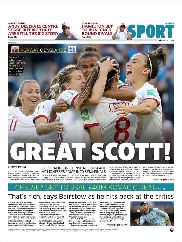 Portada de Metro Sport (United Kingdom)