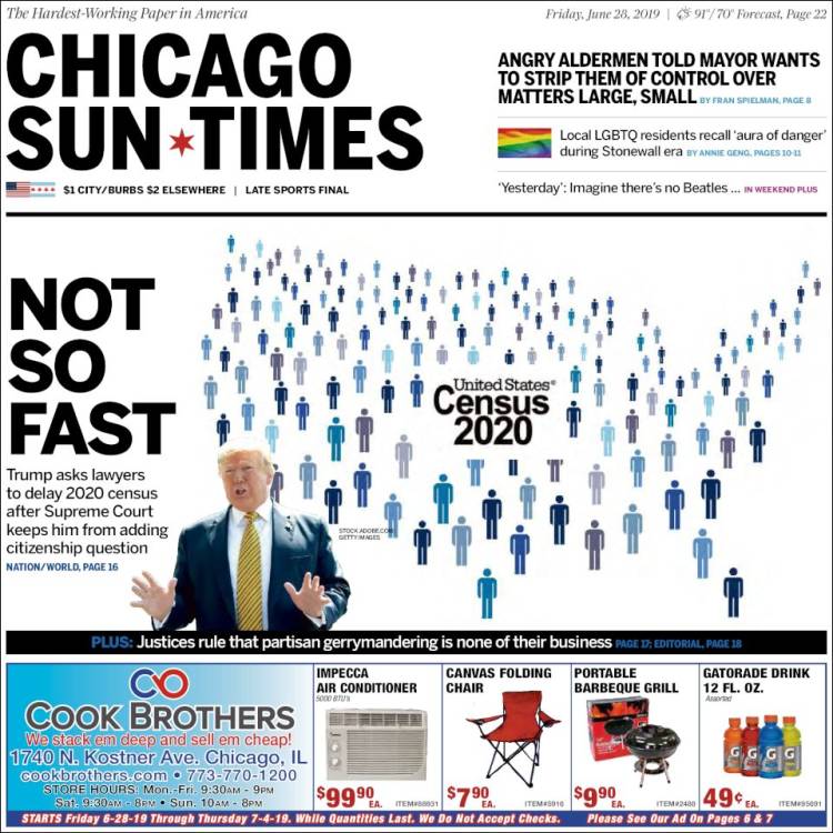 Portada de Chicago Sun-Times (États-Unis)