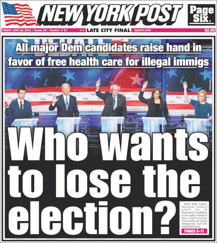 Portada de New York Post (USA)