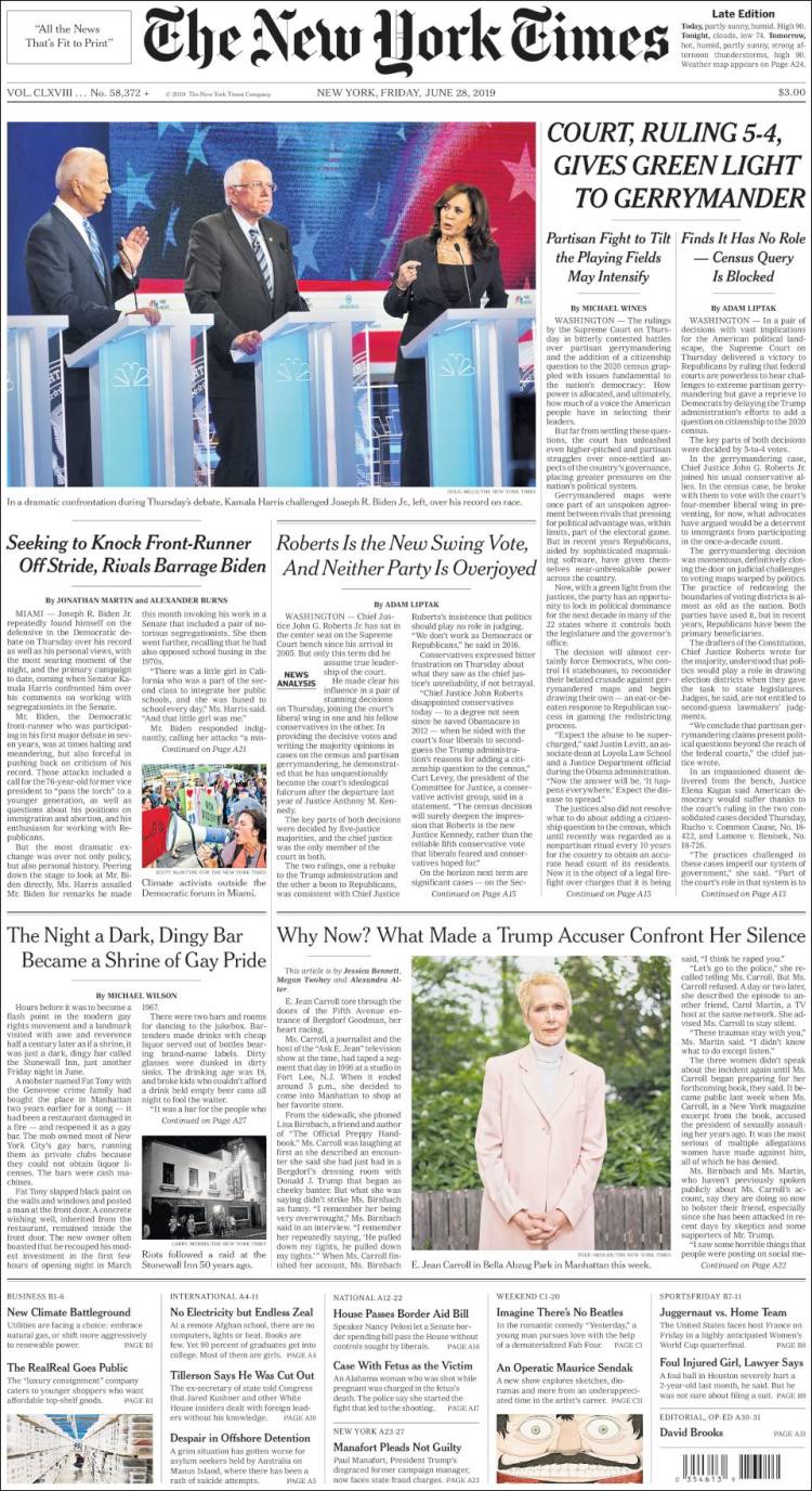 Portada de New York Times (USA)