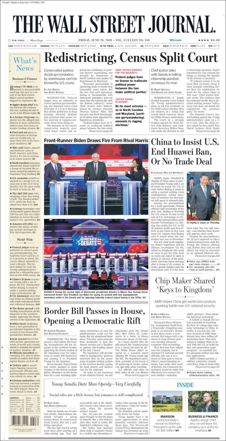 Portada de Wall Street Journal (USA)