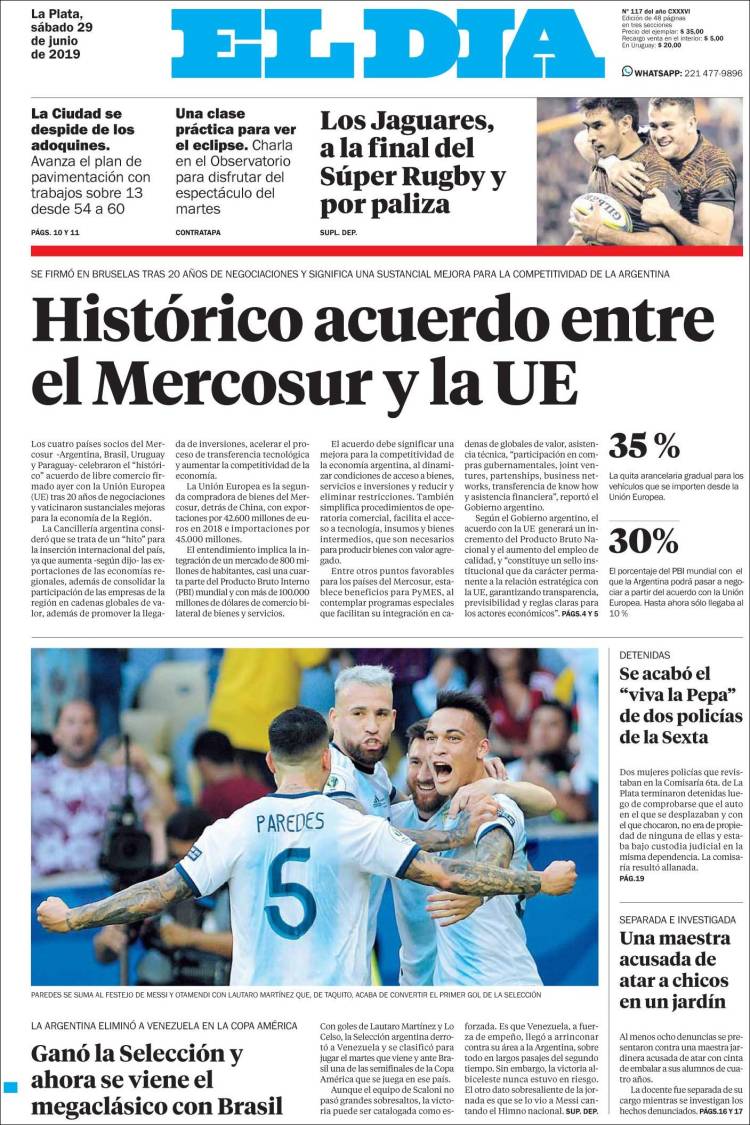 Portada de El Día de la Plata (Argentina)