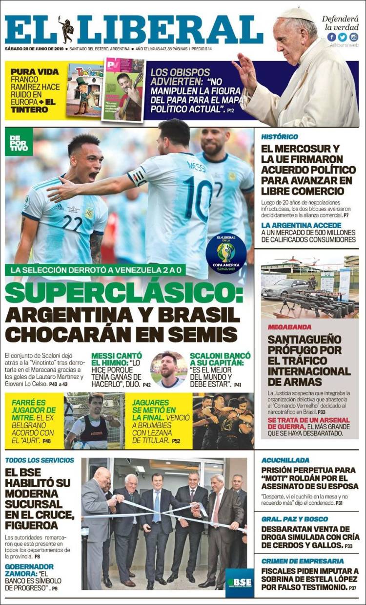 Portada de Diario El Liberal (Argentina)