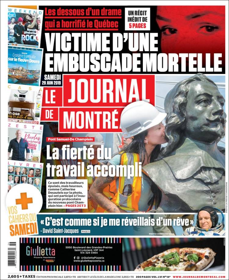 Portada de Le Journal de Montréal (Canada)