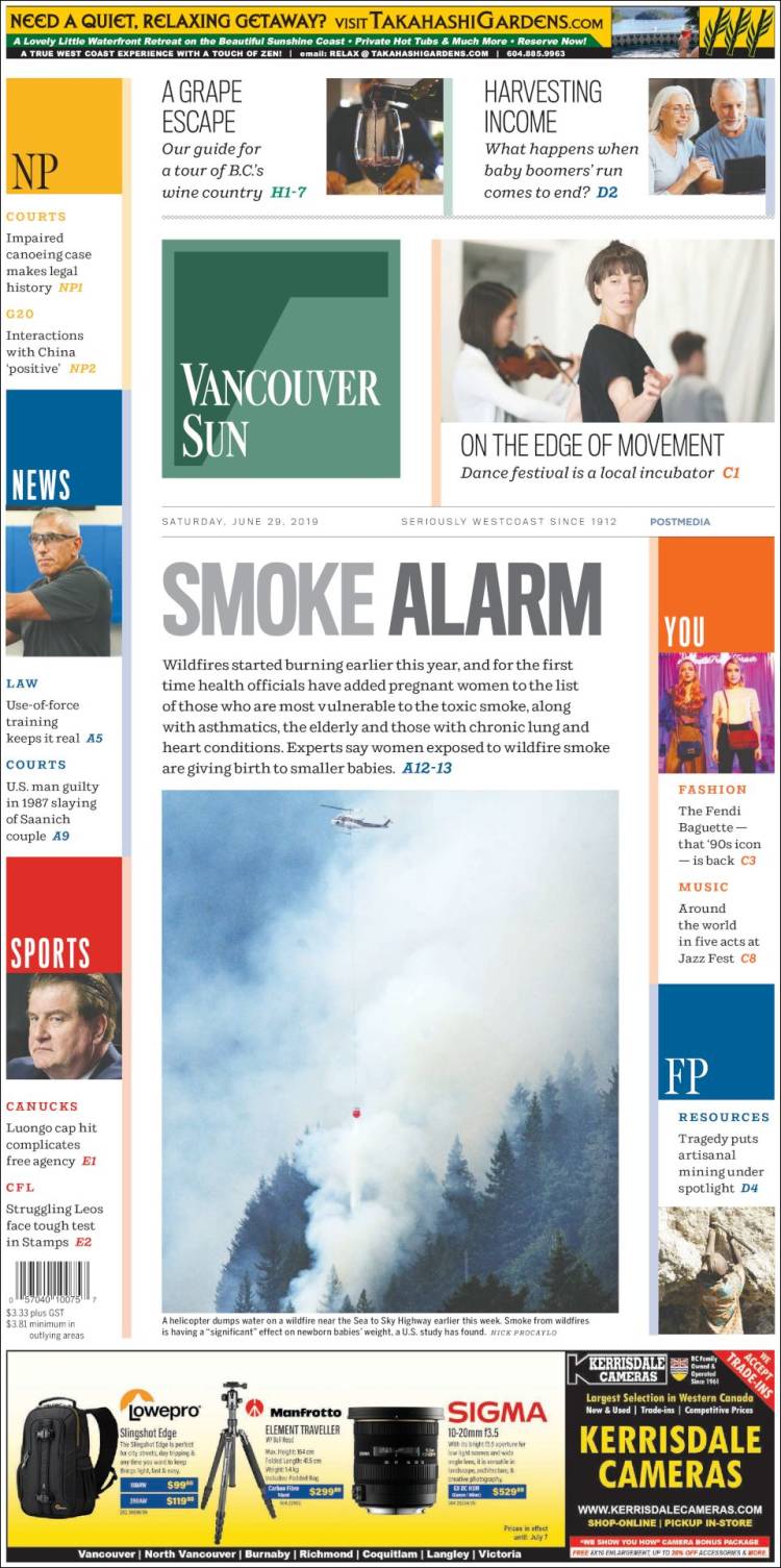 Portada de The Vancouver Sun (Canadá)