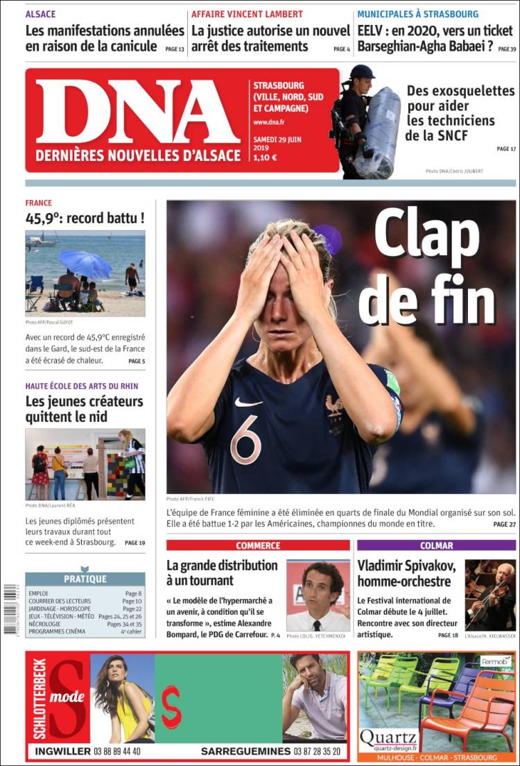 Portada de Les Dernières Nouvelles d'Alsace (Francia)