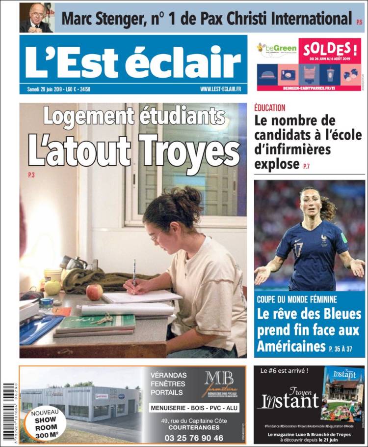 Portada de L'Est Eclair (Francia)