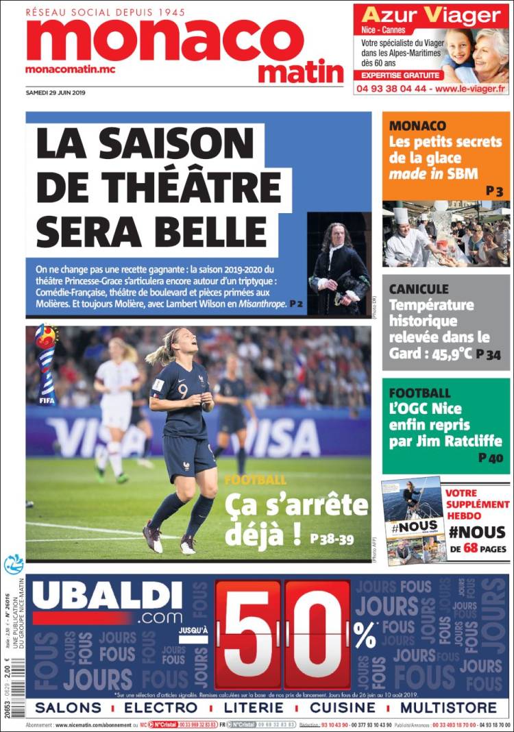 Portada de Nice-Matin (Francia)