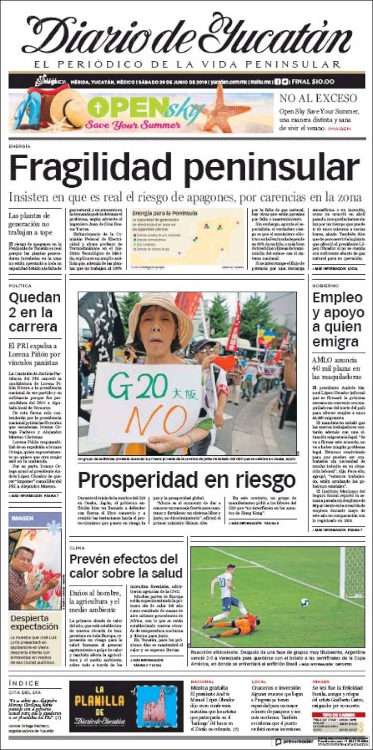 Portada de Diario de Yucatán (México)