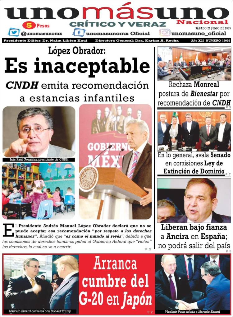 Portada de unomásuno (México)