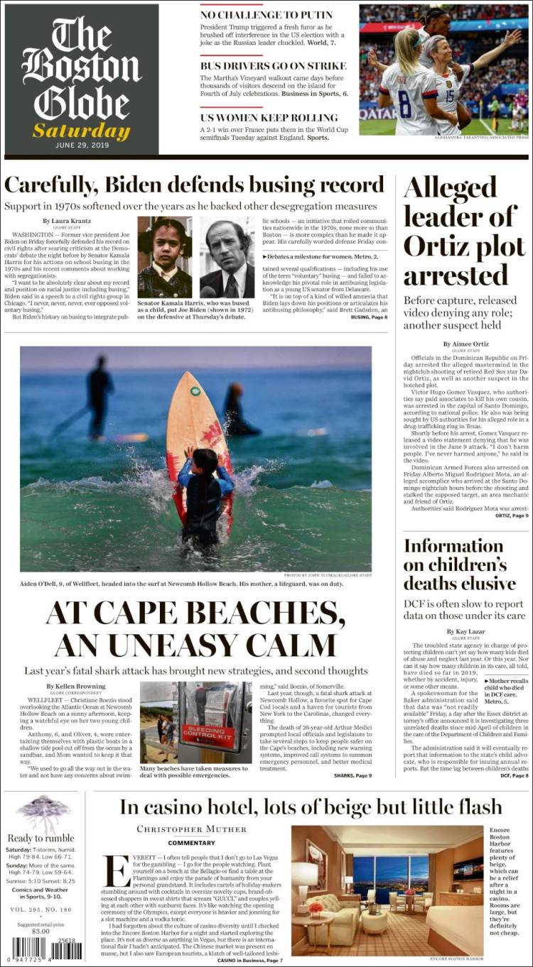 Portada de Boston Globe (USA)