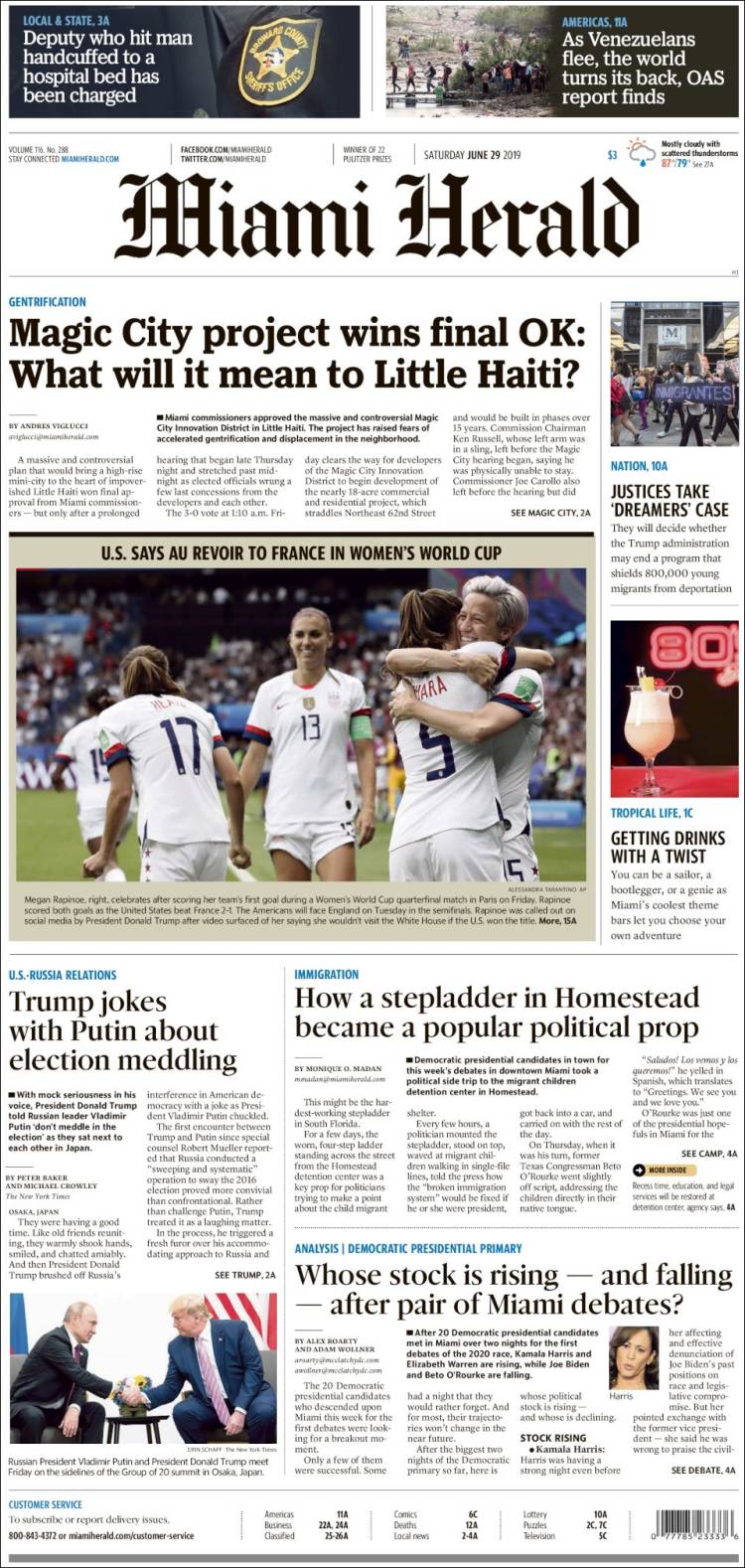 Portada de Miami Herald (USA)