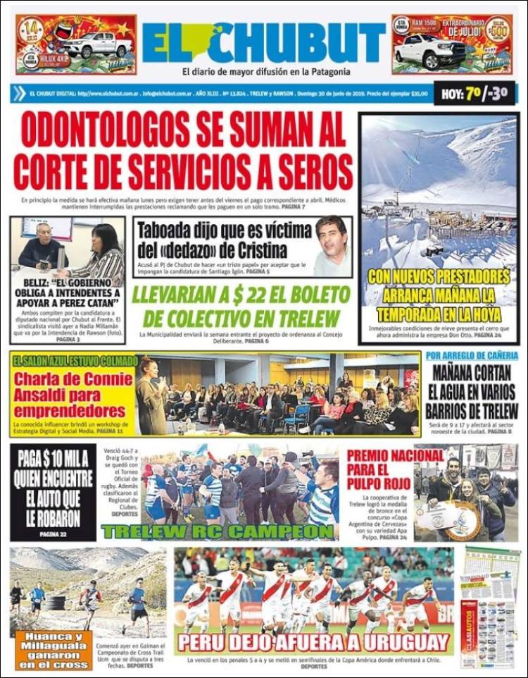 Portada de El Chubut (Argentina)