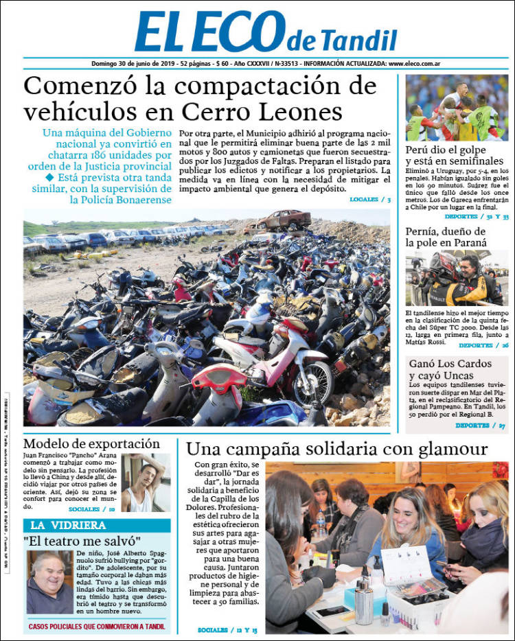 Portada de El Eco de Tandil (Argentina)